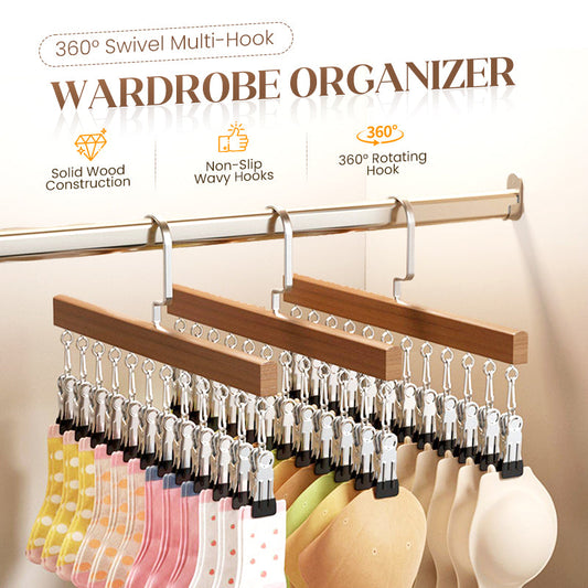 🔥50% OFF Half Price 360° Swivel Multi-Hook Wardrobe Organizer, 6-Claw Space-Saving Hanger for Bags, Belts, Ties & Scarves