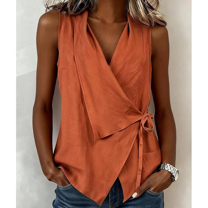 🔥50% OFF Women's Halter Sleeveless Casual Blouse, Soft Breathable Summer Tank Top, Elegant Loose Fit Daily Shirts for Vacation & Streetwear