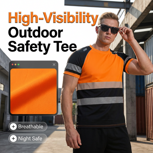 ⏳🔥LIMITED-TIME 50% OFF! 🎉Men’s Fluorescent Color Block Athletic Shirt Outdoor Safety Tee