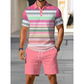 📢📢FREE SHIPPING & ONLY $49.99 FOR THE WHOLE 2 PIECES Outfit⏳LAST DAY SALE 60% OFF !!📢Men's Two-Piece Shirt and Shorts Set, Soft Breathable Casual Short Sleeve Top & Shorts Loungewear Set For Daily Summer Wear