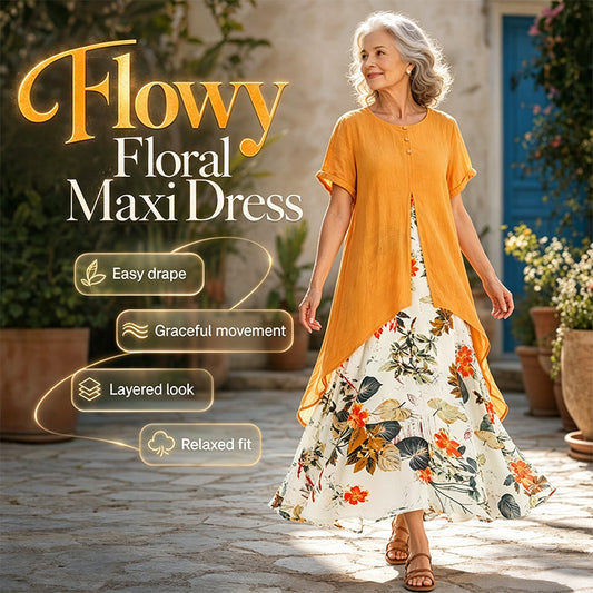 🔥Last Day Sale 60% OFF⏰💐👗Women's Layered Look Floral Print Casual Dress👍✨