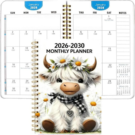 🐮 LIMITED-TIME 50% OFF! ✨ 2026–2030 Monthly Planner — Cute Highland Cow 5-Year Calendar, Large Monthly Blocks 📔