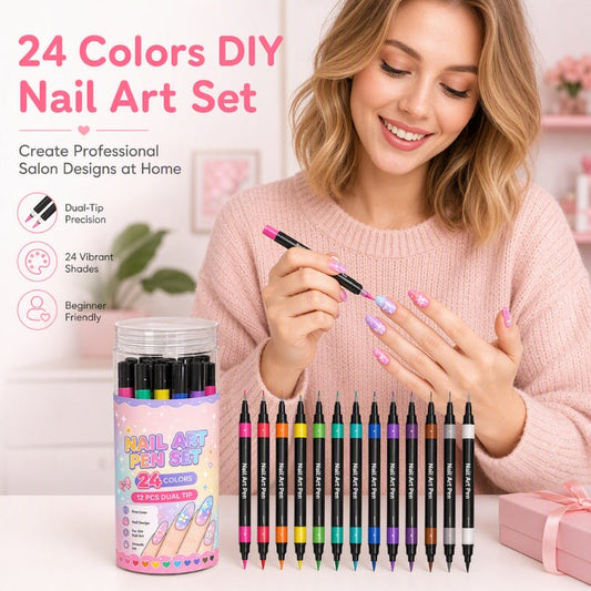 🎁 BUY 2 GET 1 FREE! 💅 Dual-Ended Nail Art Pens Set – No Skill Needed for Perfect DIY Nails 🌈