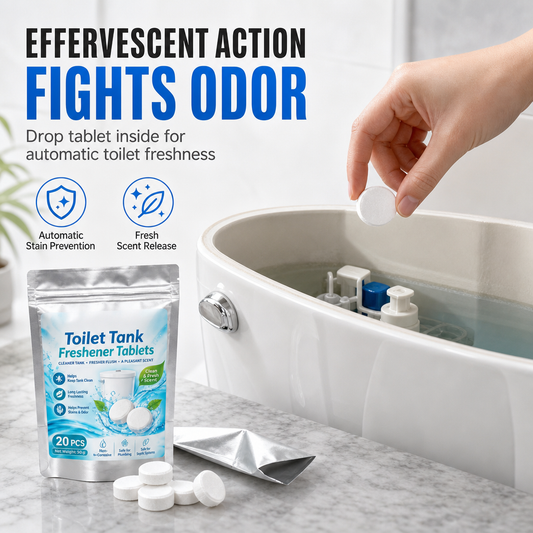 ⏳Limited Stock 50% OFF🚽20 Count Round Deodorizing Toilet Tank Tablets, Easy Drop-in Cleaning