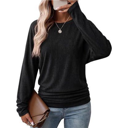 ⏳LIMITED 50% OFF ✨ Women's Crewneck Ruched Hem Top – Soft Casual Daily Blouse 💖